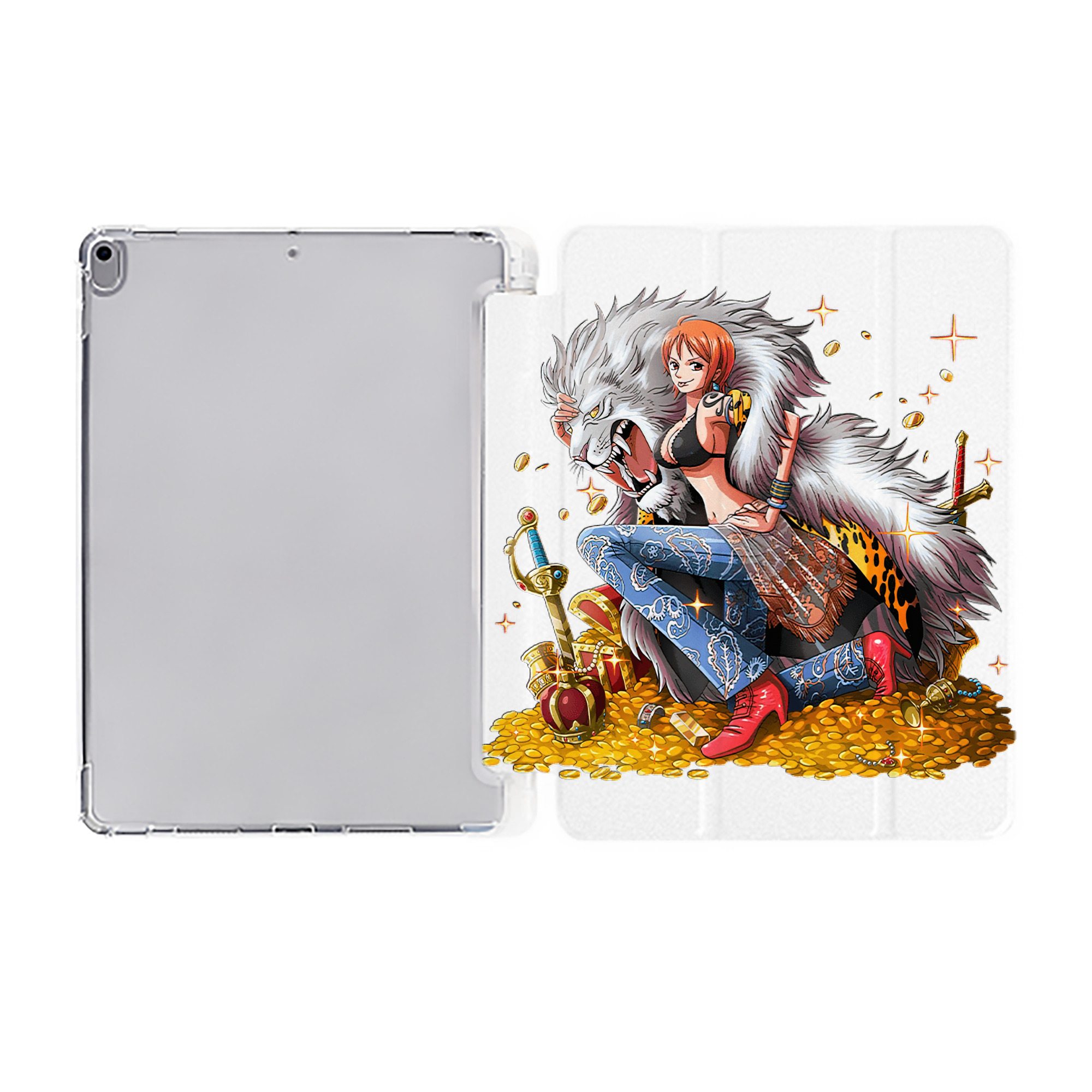 （画像用） ワンピース ナミ ONE PIECE Nami IPad ケース ペン収納付き 三つ折りスタンド PUレザー×シリコン 対応機種9.5/10.5/10.9インチ